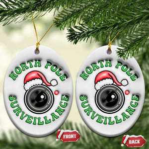 Funny Xmas 3D Inflated Effect Printed Christmas Ornament North Pole Surveillance Santa Camera TS11 Oval Inflated White Print Your Wear