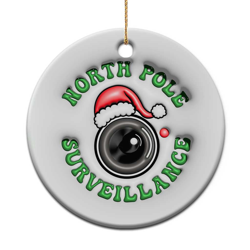 Funny Xmas 3D Inflated Effect Printed Christmas Ornament North Pole Surveillance Santa Camera TS11 Print Your Wear