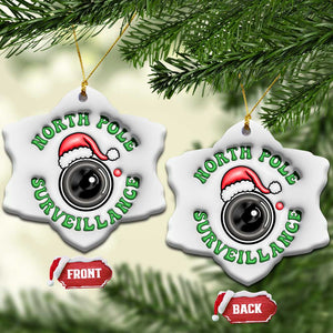 Funny Xmas 3D Inflated Effect Printed Christmas Ornament North Pole Surveillance Santa Camera TS11 Snow Flake Inflated White Print Your Wear