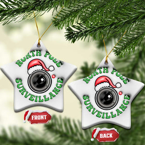 Funny Xmas 3D Inflated Effect Printed Christmas Ornament North Pole Surveillance Santa Camera TS11 Star Inflated White Print Your Wear