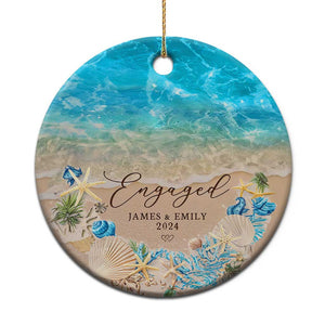 Personalized Engaged 2024 Christmas Ornament Custom Name Mr & Mrs Engagement Beach TS11 Print Your Wear