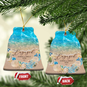 Personalized Engaged 2024 Christmas Ornament Custom Name Mr & Mrs Engagement Beach TS11 Bell Flake Beach Print Your Wear