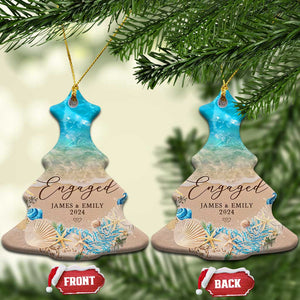 Personalized Engaged 2024 Christmas Ornament Custom Name Mr & Mrs Engagement Beach TS11 Christmas Tree Beach Print Your Wear