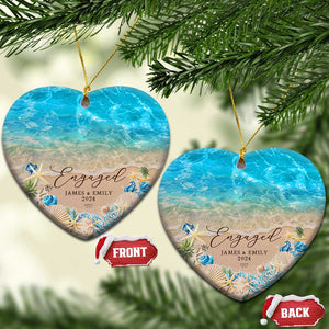 Personalized Engaged 2024 Christmas Ornament Custom Name Mr & Mrs Engagement Beach TS11 Heart Beach Print Your Wear