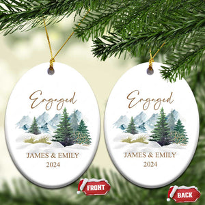 Personalized Engaged 2024 Christmas Ornament Custom Name Mr & Mrs Engagement Snow Forest TS11 Oval Snow Print Your Wear