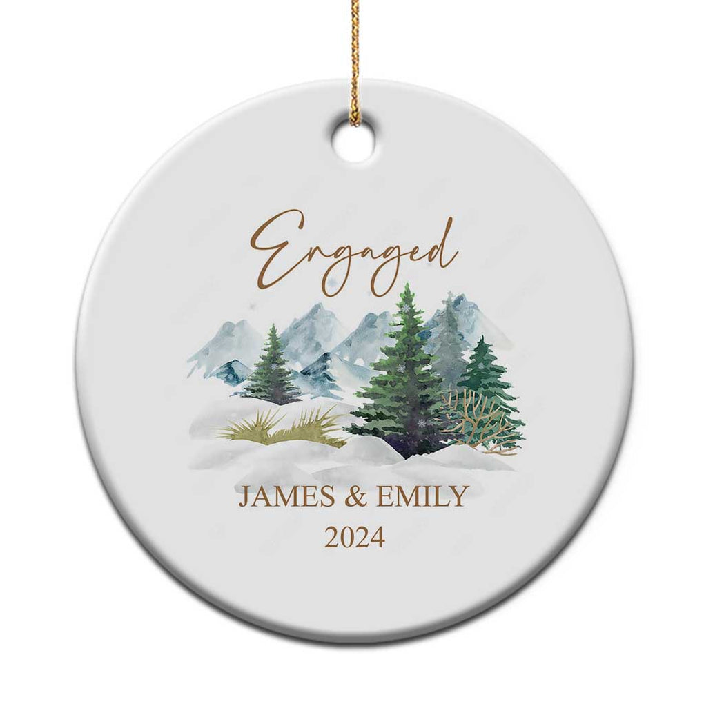 Personalized Engaged 2024 Christmas Ornament Custom Name Mr & Mrs Engagement Snow Forest TS11 Print Your Wear