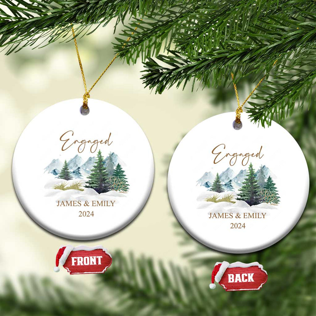 Personalized Engaged 2024 Christmas Ornament Custom Name Mr & Mrs Engagement Snow Forest TS11 Circle Snow Print Your Wear