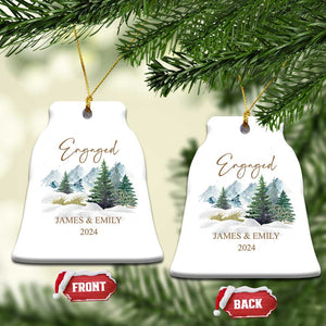 Personalized Engaged 2024 Christmas Ornament Custom Name Mr & Mrs Engagement Snow Forest TS11 Bell Flake Snow Print Your Wear