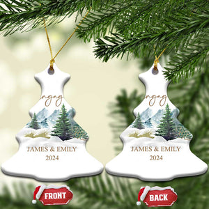 Personalized Engaged 2024 Christmas Ornament Custom Name Mr & Mrs Engagement Snow Forest TS11 Christmas Tree Snow Print Your Wear