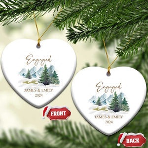 Personalized Engaged 2024 Christmas Ornament Custom Name Mr & Mrs Engagement Snow Forest TS11 Heart Snow Print Your Wear