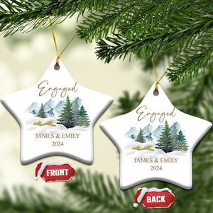 Personalized Engaged 2024 Christmas Ornament Custom Name Mr & Mrs Engagement Snow Forest TS11 Star Snow Print Your Wear