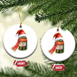 Personalized Xmas Pickle 2024 Christmas Ornament Custom Name Pickle Jar Santa Hat TS11 Circle White Print Your Wear