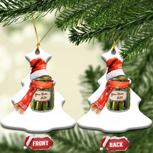 Personalized Xmas Pickle 2024 Christmas Ornament Custom Name Pickle Jar Santa Hat TS11 Christmas Tree White Print Your Wear