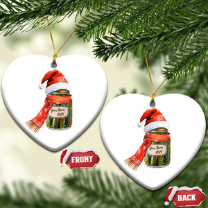 Personalized Xmas Pickle 2024 Christmas Ornament Custom Name Pickle Jar Santa Hat TS11 Heart White Print Your Wear