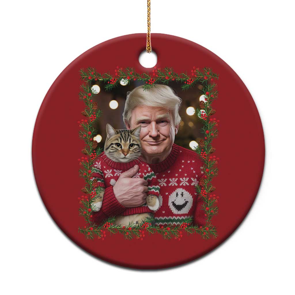 Funny Trump Cat Xmas Mistletoe Christmas Ornament TS11 Print Your Wear