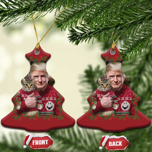 Funny Trump Cat Xmas Mistletoe Christmas Ornament TS11 Christmas Tree Red Print Your Wear