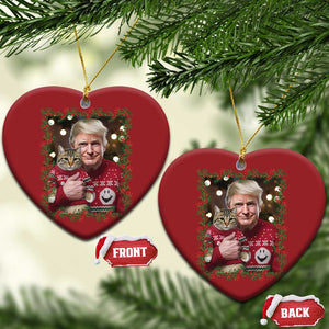 Funny Trump Cat Xmas Mistletoe Christmas Ornament TS11 Heart Red Print Your Wear