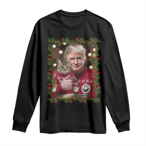 Funny Trump Cat Christmas Mistletoe Long Sleeve Shirt TS11 Black Print Your Wear