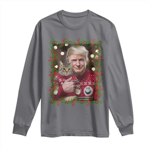 Funny Trump Cat Christmas Mistletoe Long Sleeve Shirt TS11 Charcoal Print Your Wear