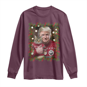 Funny Trump Cat Christmas Mistletoe Long Sleeve Shirt TS11 Maroon Print Your Wear