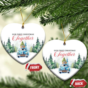 Our First Xmas Together 2024 Car Snow Christmas Ornament TS11 Heart Snow Print Your Wear