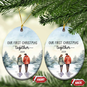 Our First Christmas Together 2024 Snow Christmas Ornament TS11 Oval Snow Print Your Wear