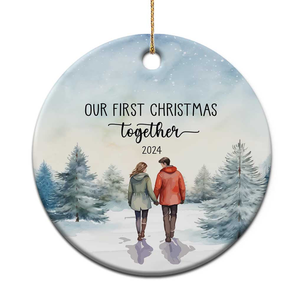 Our First Christmas Together 2024 Snow Christmas Ornament TS11 Print Your Wear