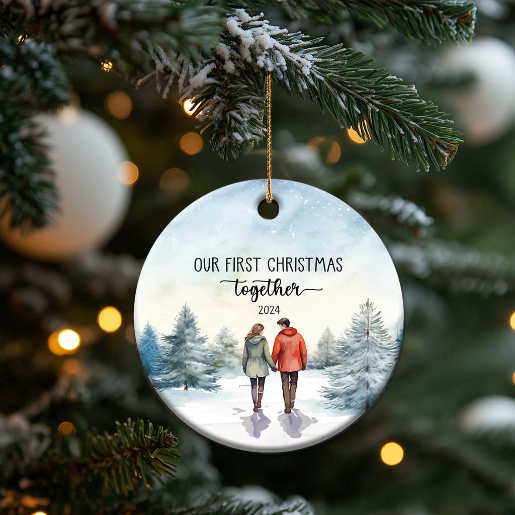 Our First Christmas Together 2024 Snow Christmas Ornament TS11 Print Your Wear