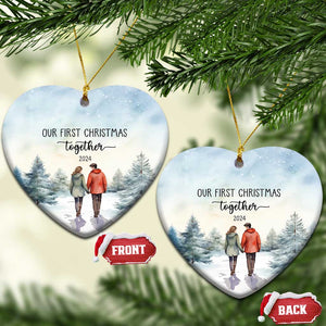 Our First Christmas Together 2024 Snow Christmas Ornament TS11 Heart Snow Print Your Wear