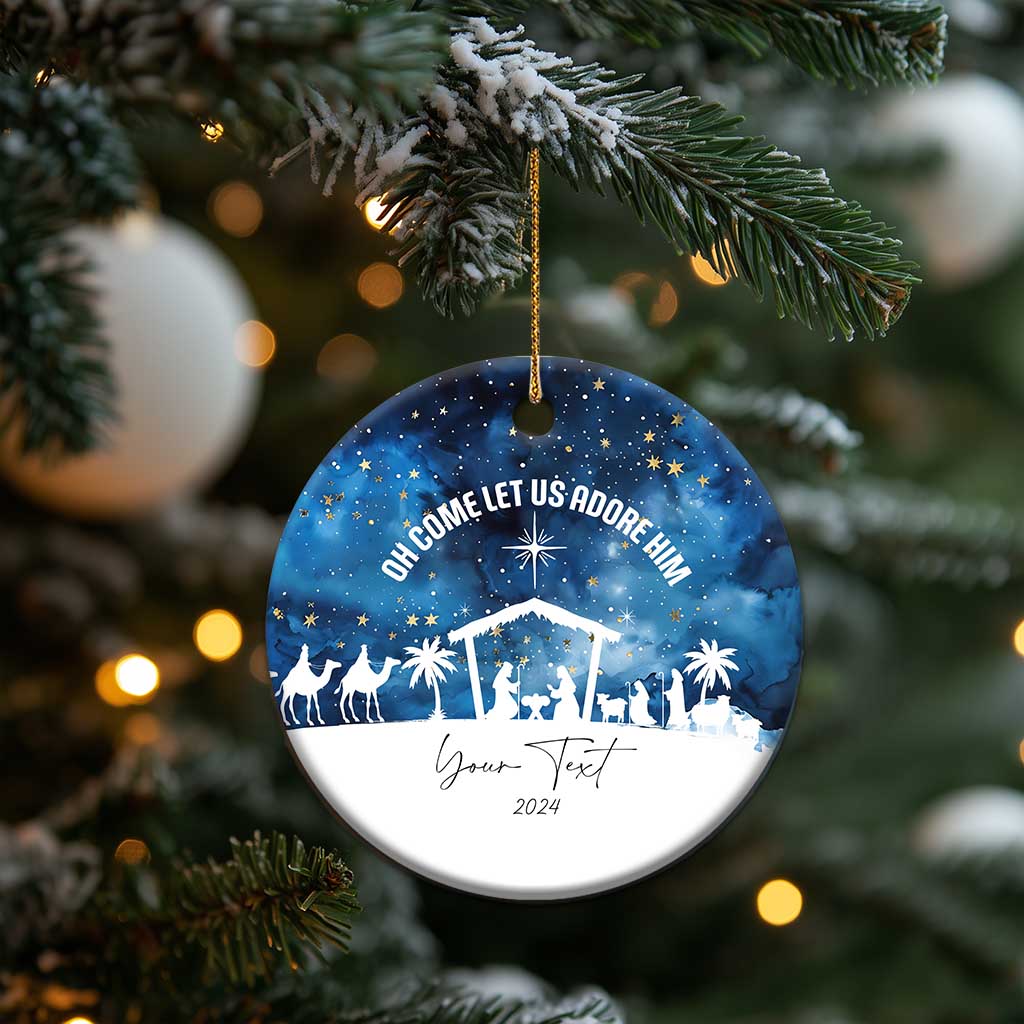 Personalized Christian Xmas 2024 Christmas Ornament Custom Text Oh Come Let Us Adore Him TS11 Print Your Wear