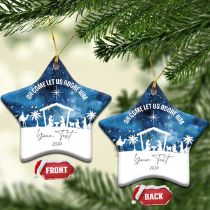 Personalized Christian Xmas 2024 Christmas Ornament Custom Text Oh Come Let Us Adore Him TS11 Star Blue Print Your Wear