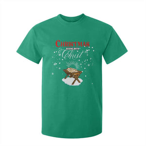 Christmas Begins With Christ T Shirt For Kid Christian Christmas Jesus God TS11 Irish Green Print Your Wear