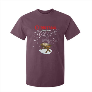 Christmas Begins With Christ T Shirt For Kid Christian Christmas Jesus God TS11 Maroon Print Your Wear