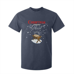 Christmas Begins With Christ T Shirt For Kid Christian Christmas Jesus God TS11 Navy Print Your Wear