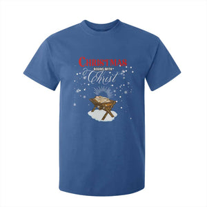 Christmas Begins With Christ T Shirt For Kid Christian Christmas Jesus God TS11 Royal Blue Print Your Wear