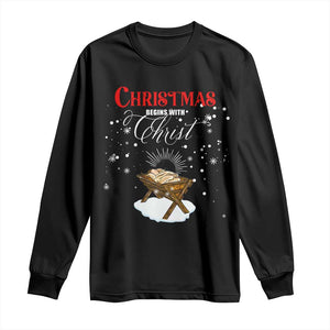 Christmas Begins With Christ Long Sleeve Shirt Christian Christmas Jesus God TS11 Black Print Your Wear