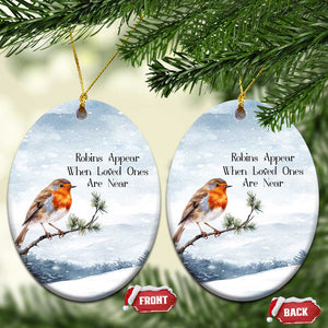 Memorial Xmas Christmas Ornament Robins Appear When Loved Ones Are Near Bird TS11 Oval Snow Print Your Wear