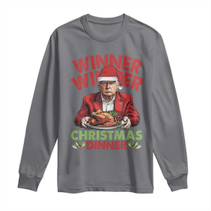 Funny Trump Christmas Long Sleeve Shirt Winner Winner Christmas Dinner Santa Trump Turkey TS11 Charcoal Print Your Wear