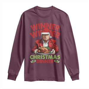 Funny Trump Christmas Long Sleeve Shirt Winner Winner Christmas Dinner Santa Trump Turkey TS11 Maroon Print Your Wear