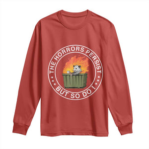Funny Opossum Long Sleeve Shirt The Horrors Persist But So Do I Lil Dumpster Fire TS11 Red Print Your Wear