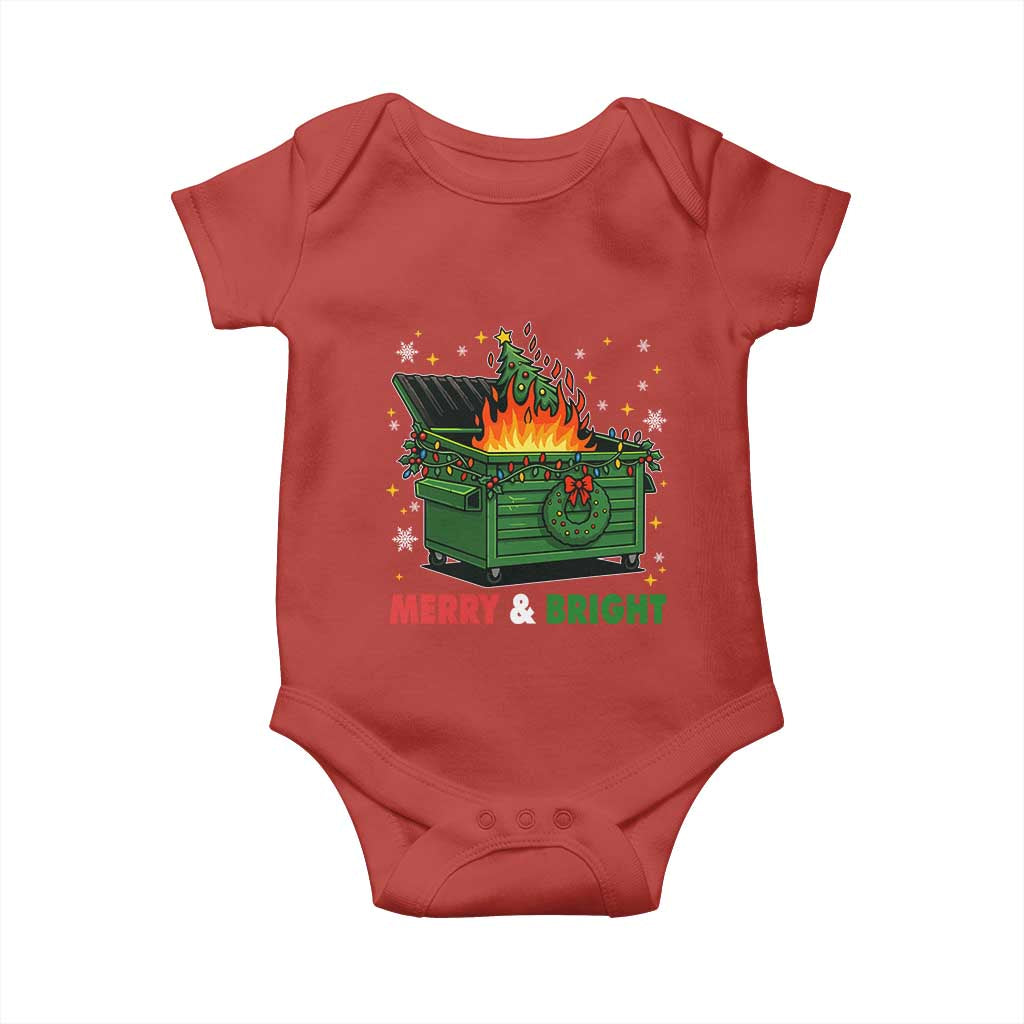 Funny Lil Dumpster Fire Christmas Baby Onesie Merry And Bright Xmas Tree TS11 Red Print Your Wear