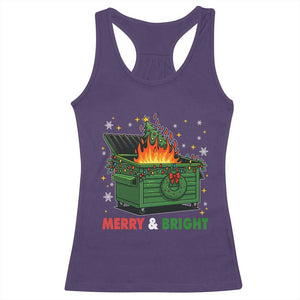 Funny Lil Dumpster Fire Christmas Racerback Tank Top Merry And Bright Xmas Tree TS11 Purple Print Your Wear