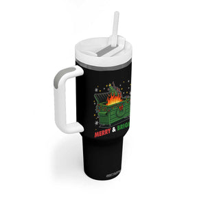 Funny Lil Dumpster Fire Christmas Tumbler With Handle Merry And Bright Xmas Tree TS11 Print Your Wear