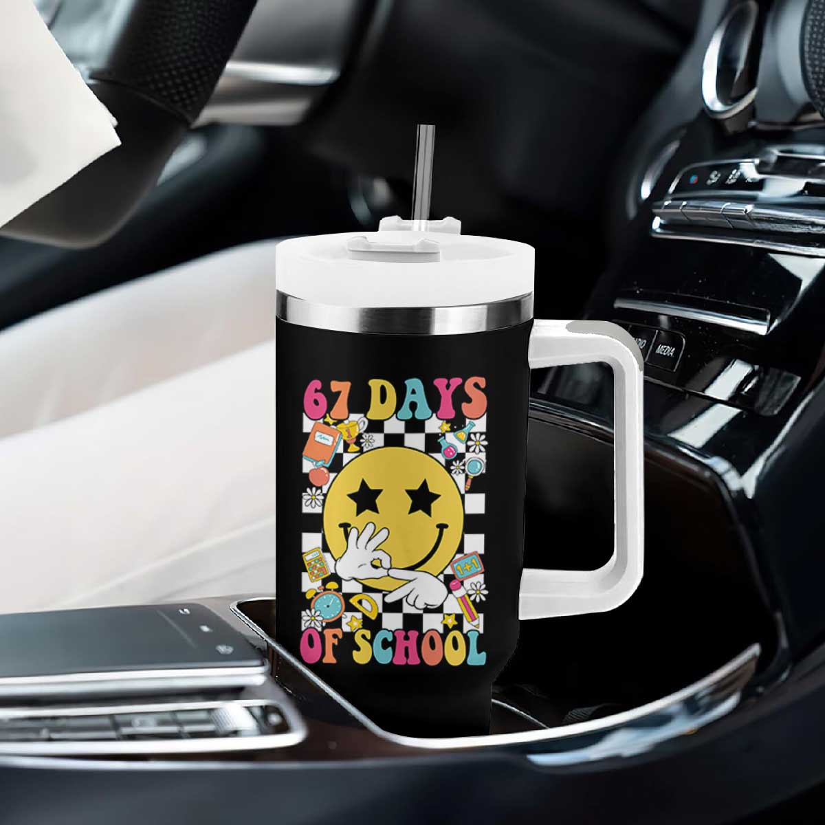 67 Days Of School Tumbler With Handle Six Seven Meme Student Teacher TS11 Print Your Wear