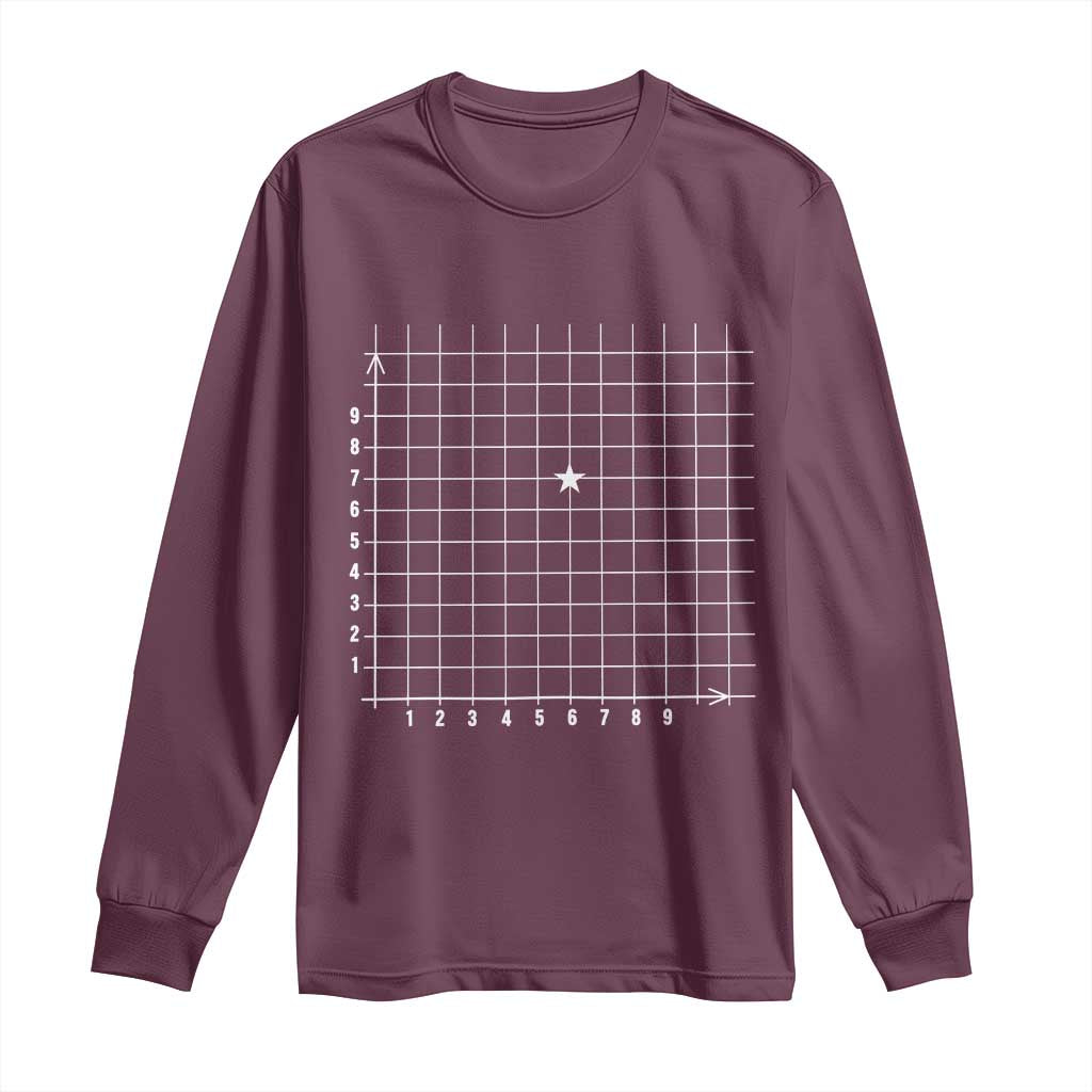 Funny 67 Math Coordinates Long Sleeve Shirt Teacher Student Six Seven Meme TS11 Maroon Print Your Wear