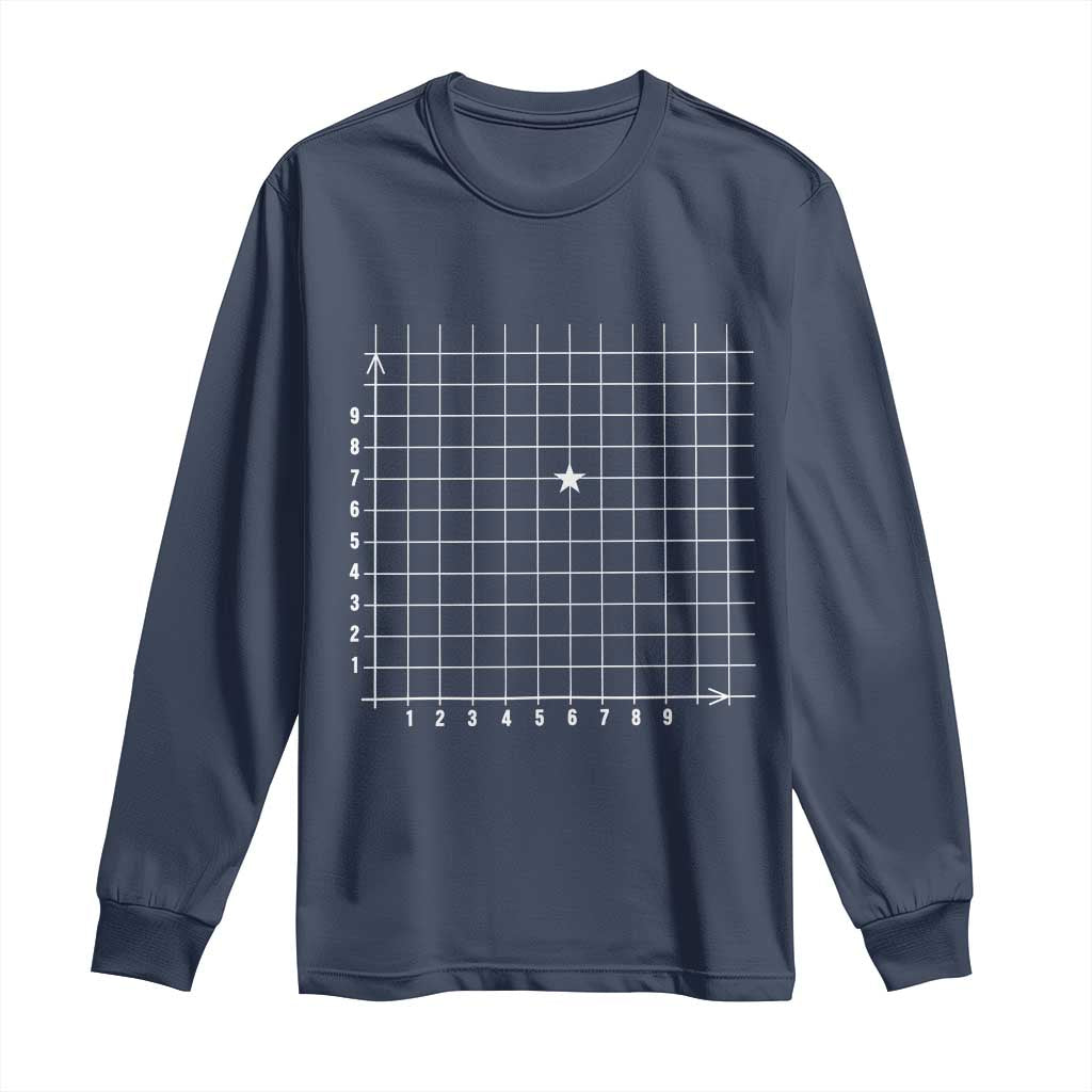 Funny 67 Math Coordinates Long Sleeve Shirt Teacher Student Six Seven Meme TS11 Navy Print Your Wear