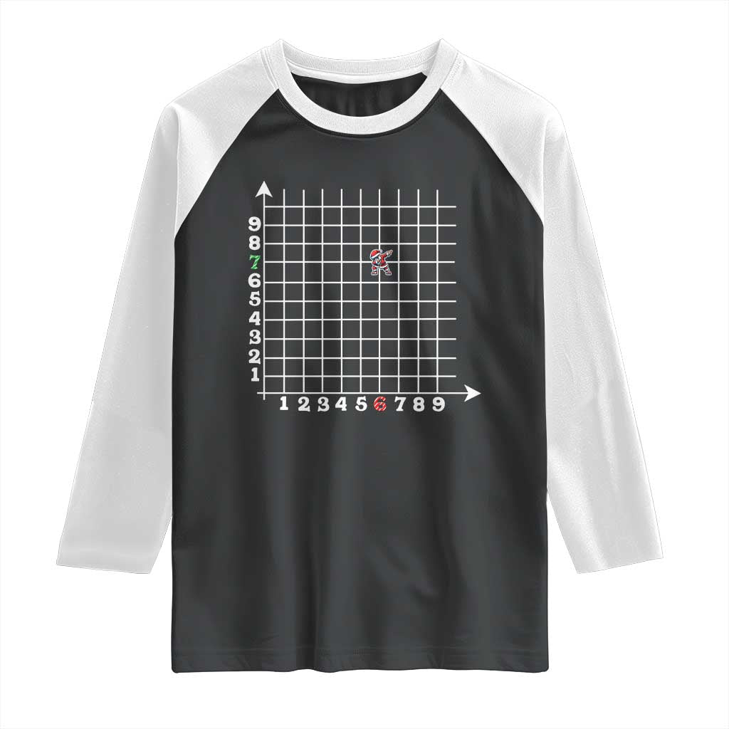 Funny 67 Math Coordinates Christmas Raglan Shirt Dabbing Santa Teacher Student Six Seven Meme TS11 Black White Print Your Wear