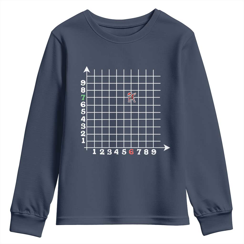 Funny 67 Math Coordinates Christmas Youth Sweatshirt Dabbing Santa Teacher Student Six Seven Meme TS11 Navy Print Your Wear