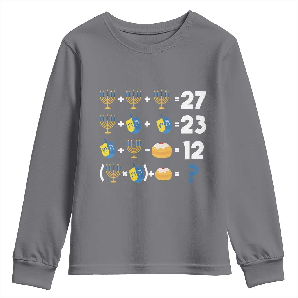 Funny Hanukkah 67 Math Youth Sweatshirt Teacher Chanukah Six Seven Meme TS11 Charcoal Print Your Wear