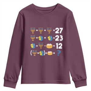 Funny Hanukkah 67 Math Youth Sweatshirt Teacher Chanukah Six Seven Meme TS11 Maroon Print Your Wear
